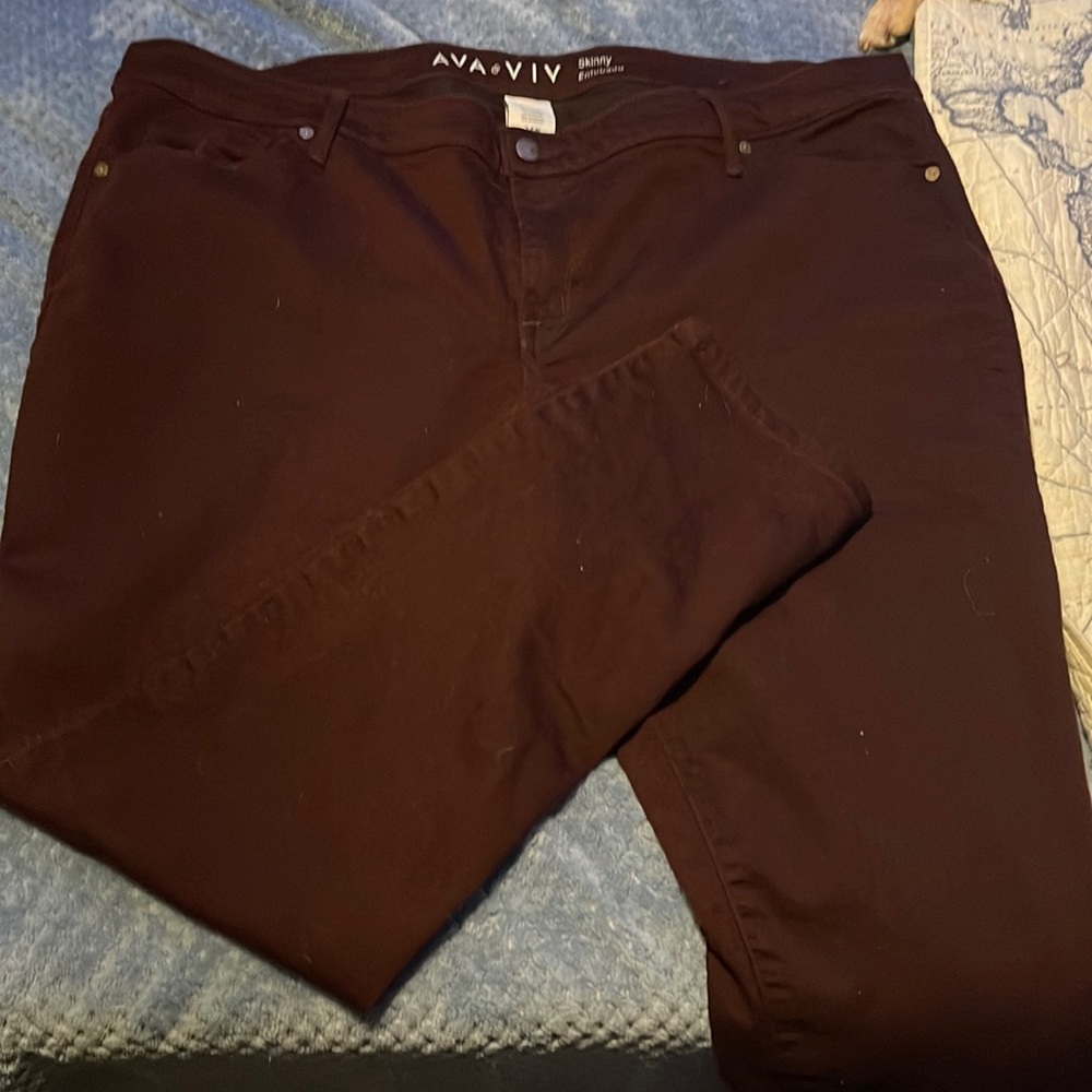 Never Worn Ava & Viv Maroon Skinny Jeans